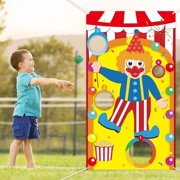 Circus Party Clown Toss Games with 3 Bean Bags, Fun Carnival Game for Kids Adult - Picture 5 of 10